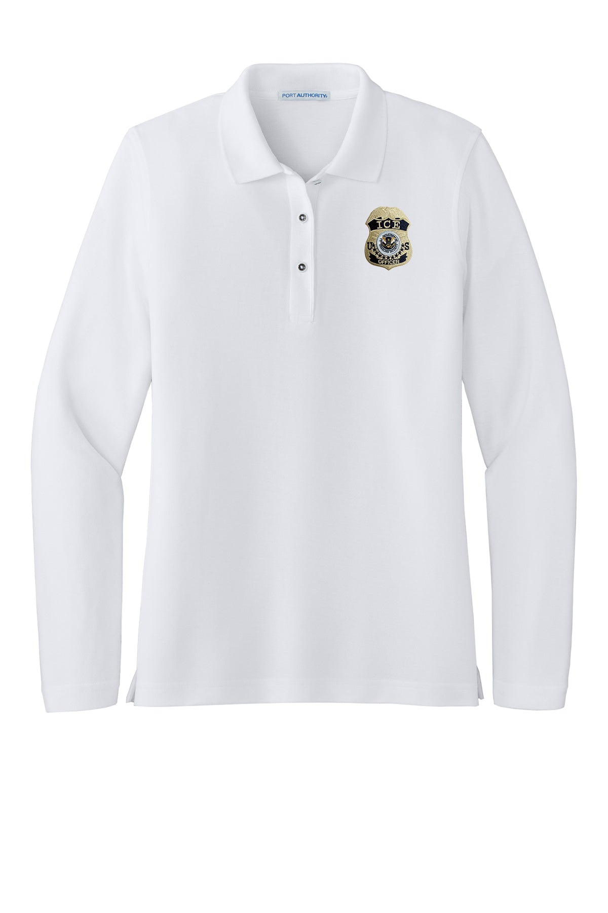MEN'S LONG SLEEVE ICE OFFICER UNIFORM BADGE PORT AUTHORITY POLO - K500LS