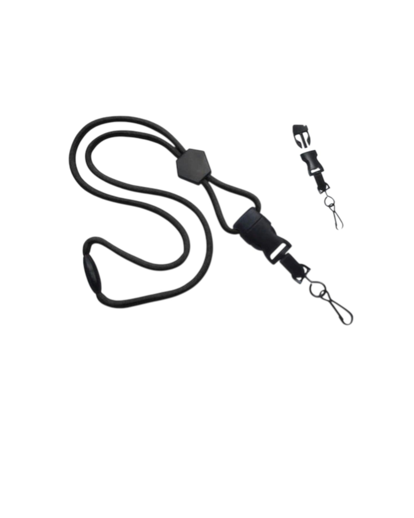 BLACK LANYARD 1/4" WITH DIAMOND SLIDER & DETACHABLE SWIVEL HOOK