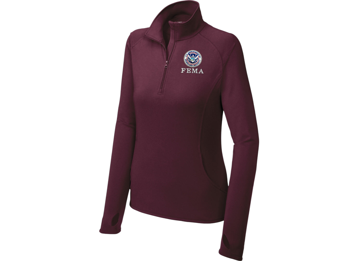 WOMEN'S FEMA SPORT TEK SPORT WICK STRETCH 1/2 ZIP PULLOVER-LST850