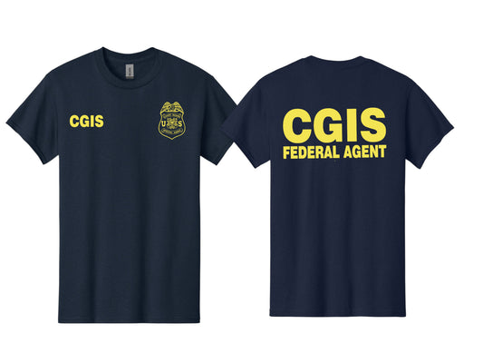 CGIS RAID HEAVY COTTON T-SHIRT: NAVY/GOLD INK-5000