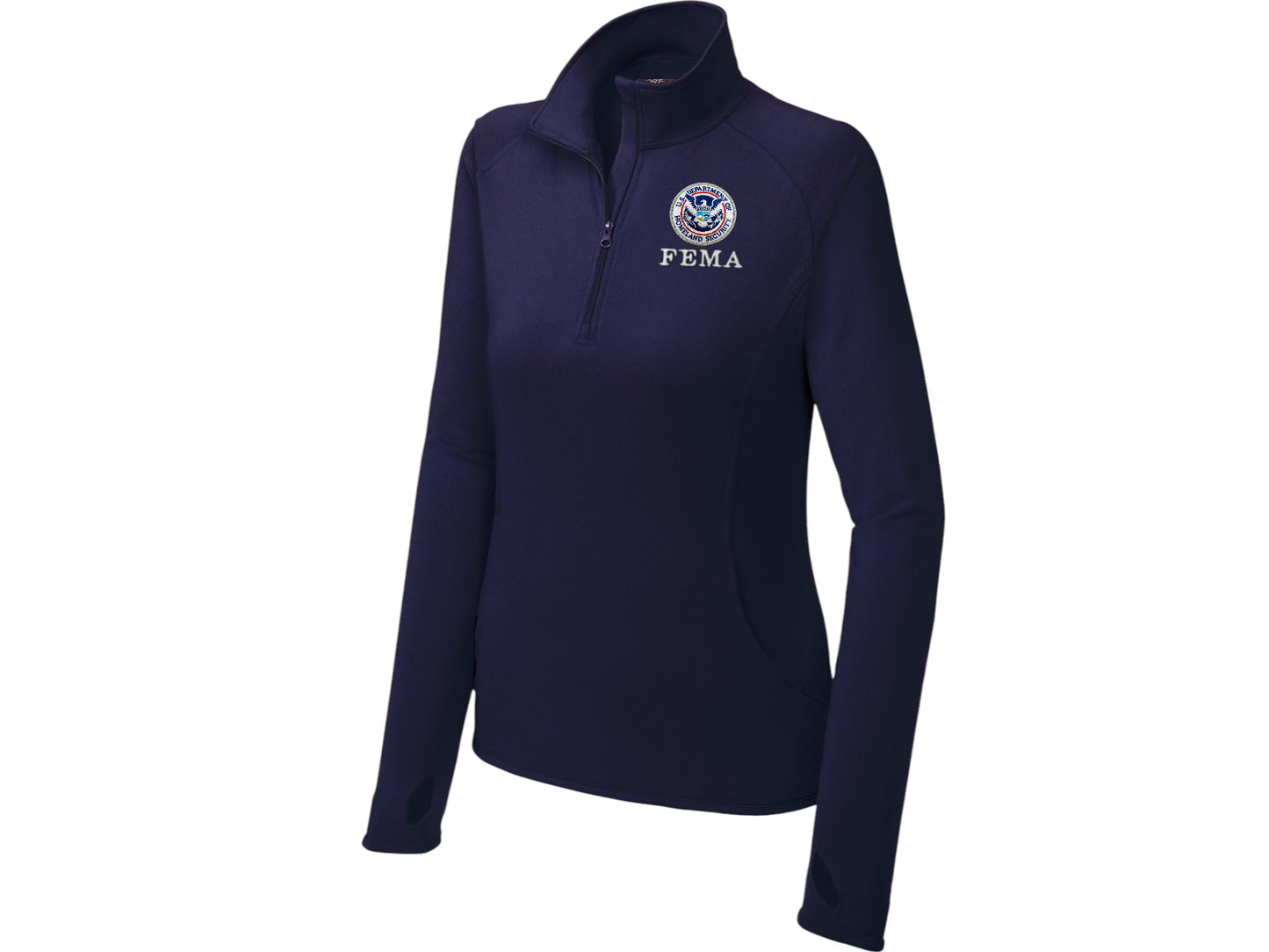 WOMEN'S FEMA SPORT TEK SPORT WICK STRETCH 1/2 ZIP PULLOVER-LST850