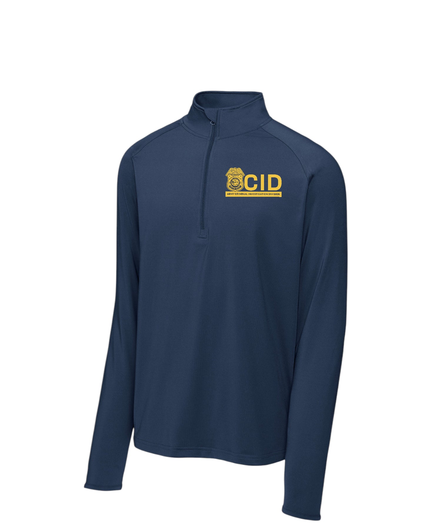 MEN'S ARMY CID-SPECIAL AGENT PRINTED LOGO SPORT WICK STRETCH 1/2 ZIP PULLOVER-ST850