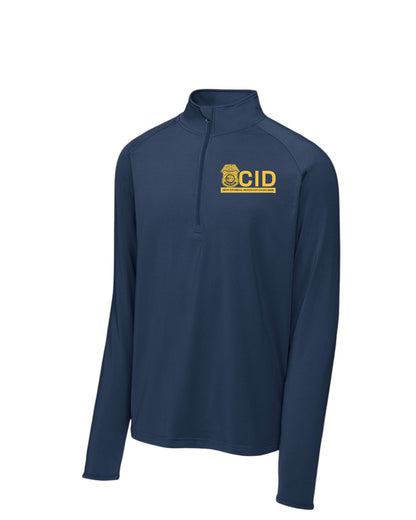 MEN'S ARMY CID-SPECIAL AGENT PRINTED LOGO SPORT WICK STRETCH 1/2 ZIP PULLOVER-ST850