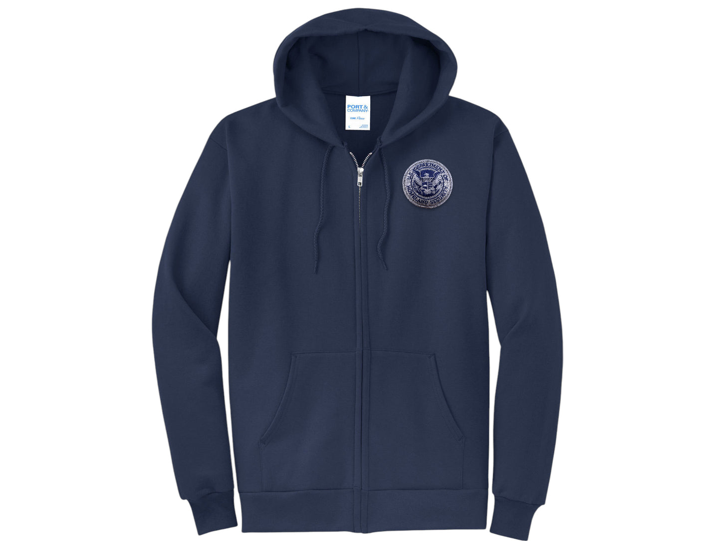 ZIPPERED HOODED SWEATSHIRT DHS SEAL EMBROIDERED
