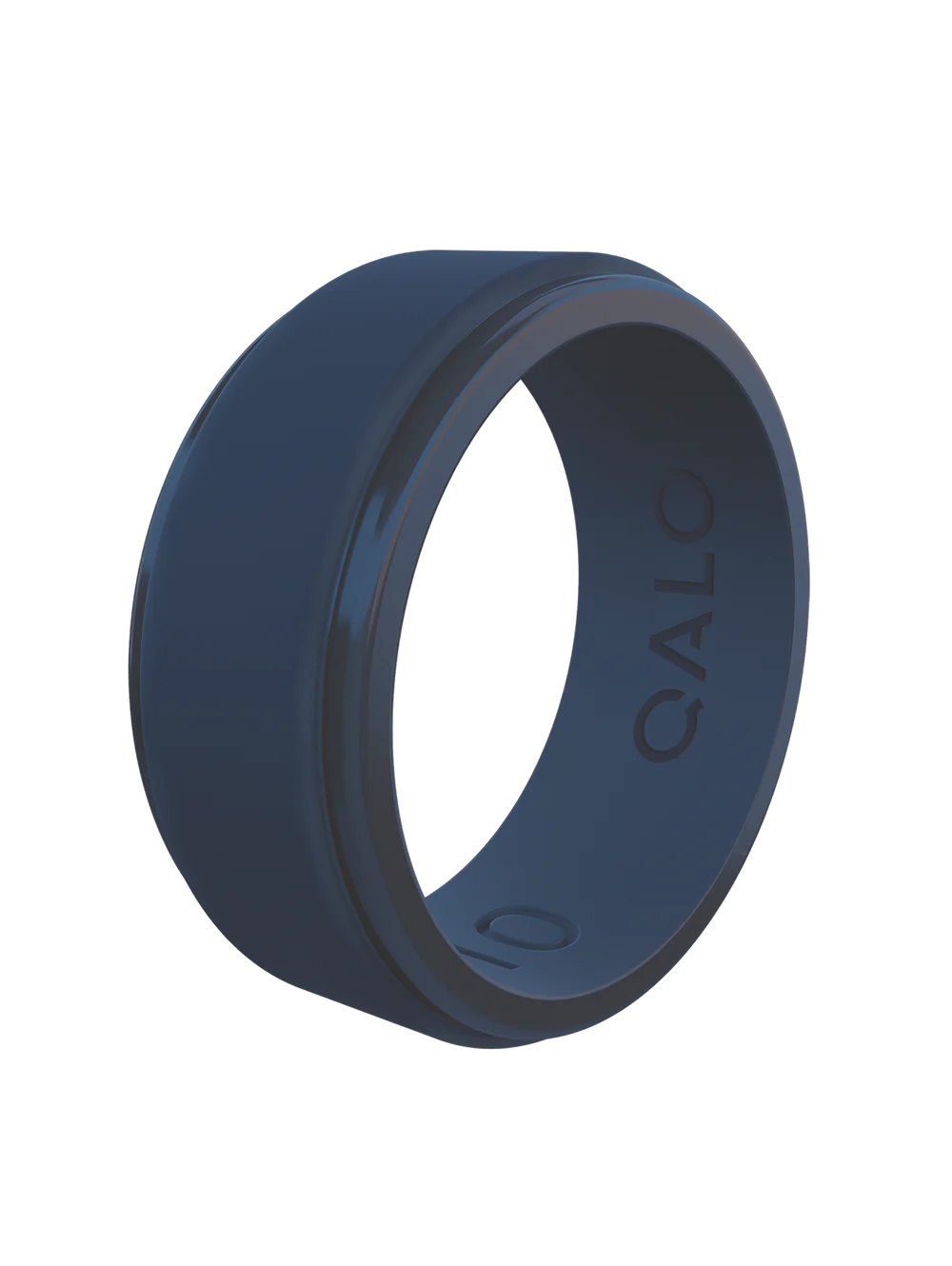 QALO MEN'S POLISHED STEP EDGE SILICONE RING MIDNIGHT BLUE