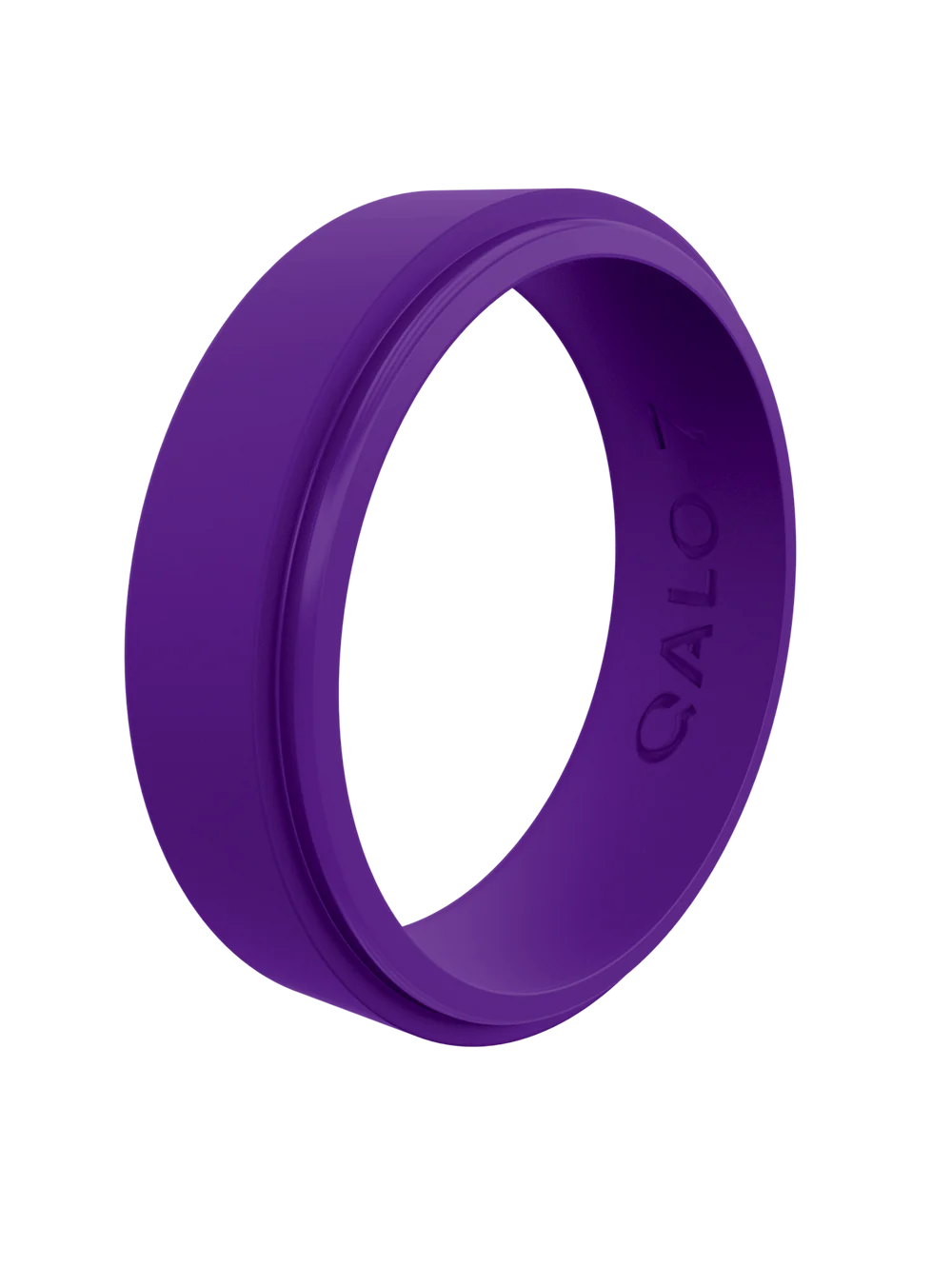 QALO WOMEN'S NARROW POLISHED STEP EDGE SILICONE RING HIBISCUS