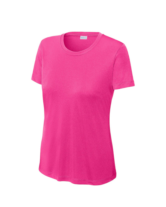 LADIES PERFORMANCE AGENCY RAID T-SHIRT LST350-NEON PINK