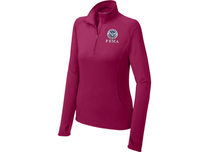 WOMEN'S FEMA SPORT TEK SPORT WICK STRETCH 1/2 ZIP PULLOVER-LST850