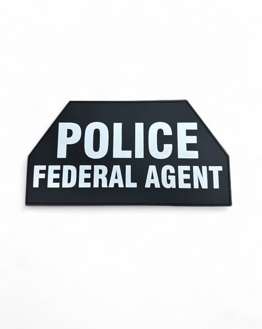 POLICE FEDERAL AGENT BACK VEST PANEL: BLACK/WHITE