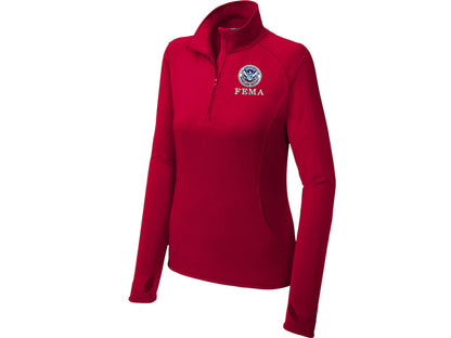 WOMEN'S FEMA SPORT TEK SPORT WICK STRETCH 1/2 ZIP PULLOVER-LST850