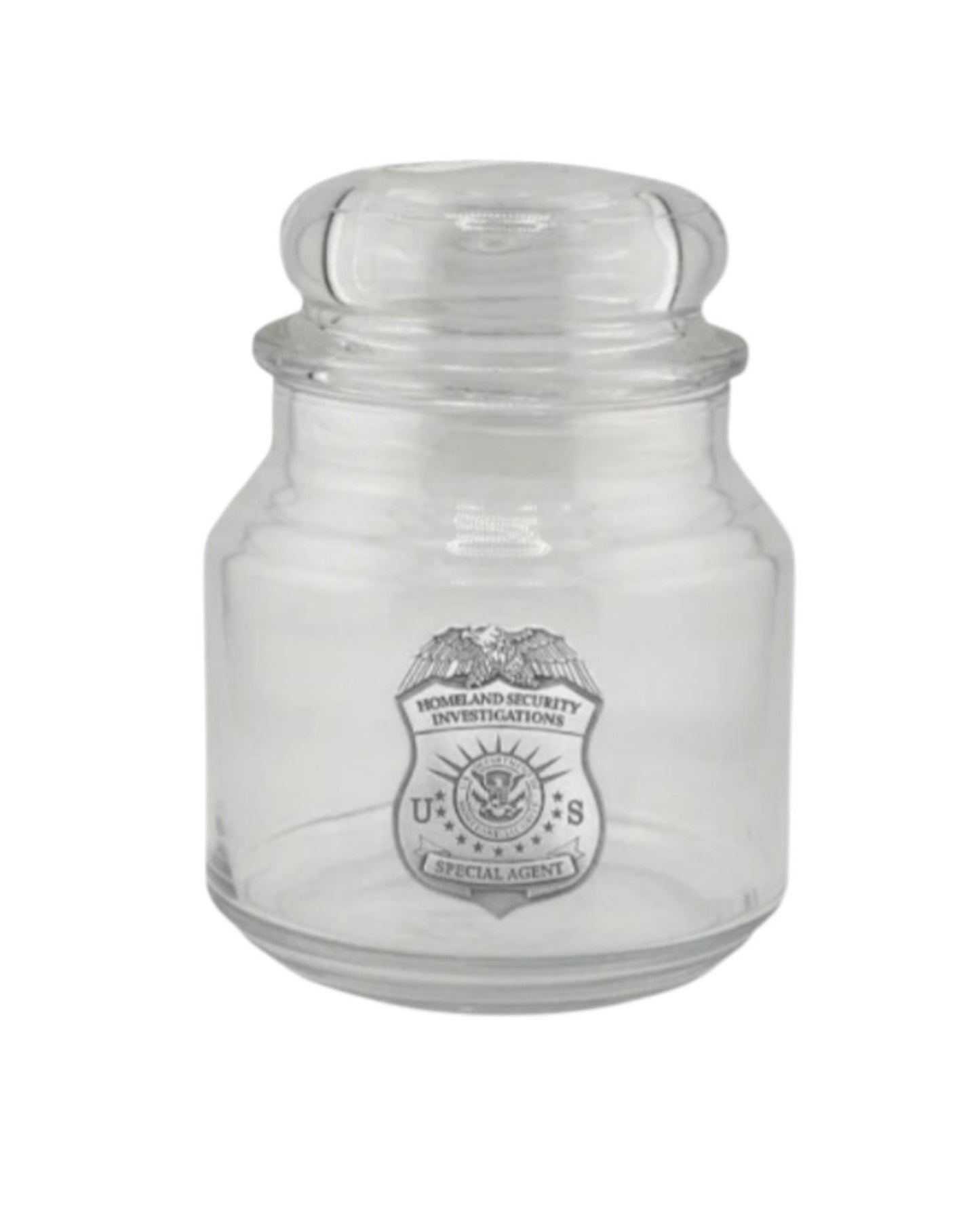 HSI CANDY JAR WITH PEWTER BADGE