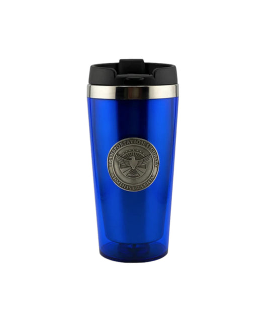 INSULATED TUMBLER W/ TSA INSIGNIA PEWTER SEAL-ROYAL BLUE