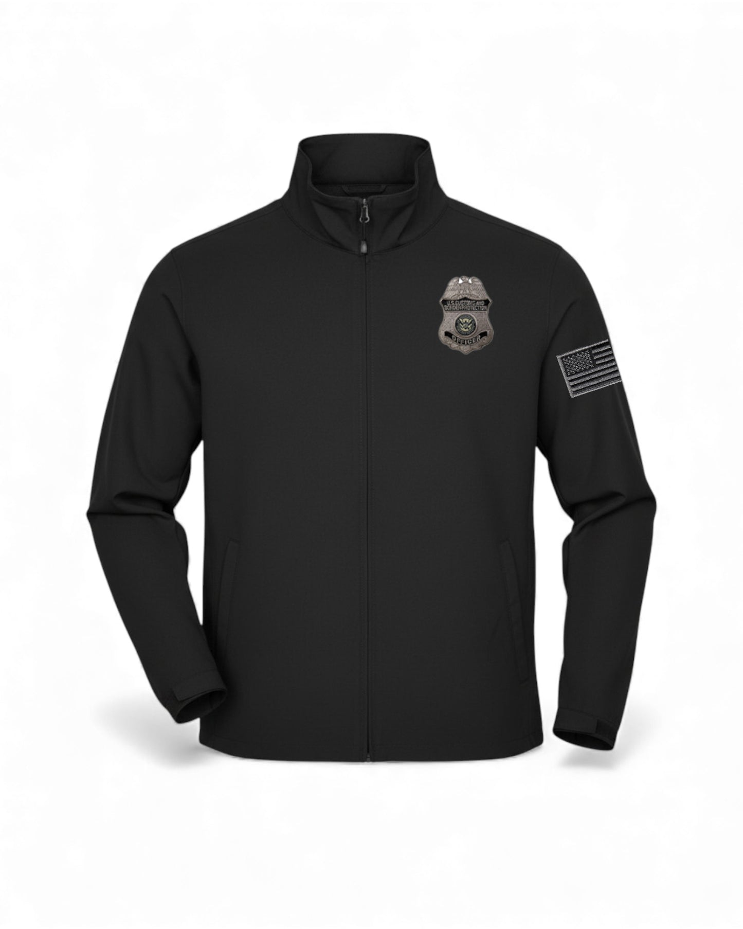 CBP OFFICER BADGE BLK/GREY RAID JACKET W/ BLK/GREY FLAG ON LEFT SLEEVE-88083