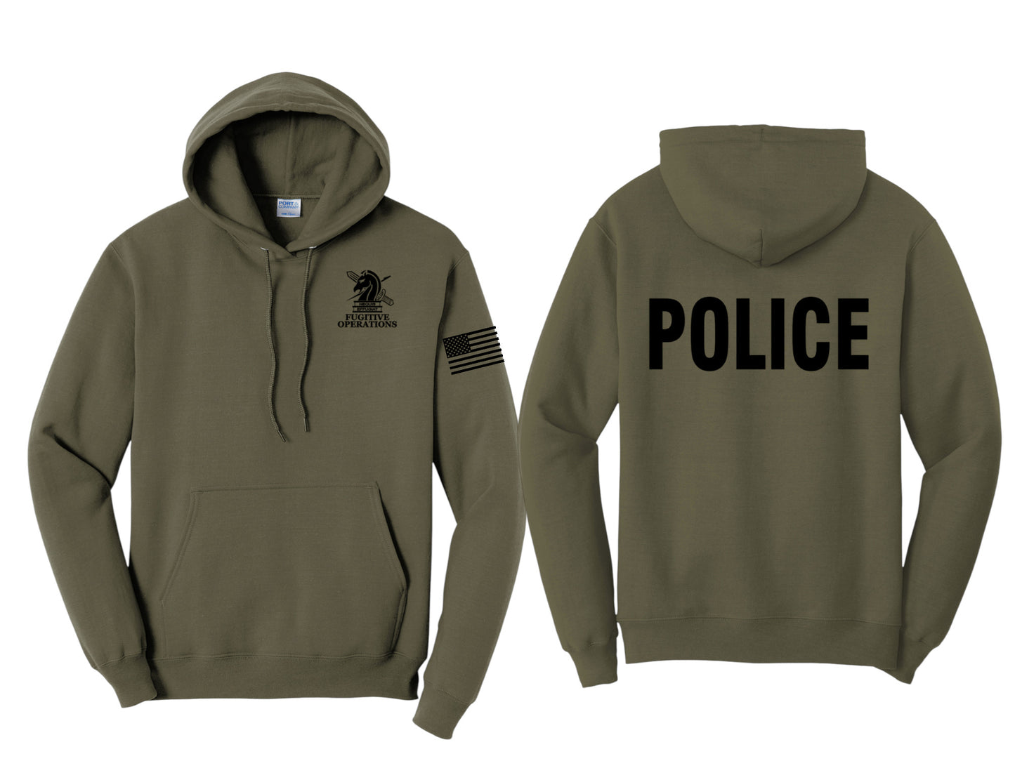 PRINTED ICE FUGITIVE OPS POLICE HOODED SWEATSHIRT 50/50 FLEECE PC78H