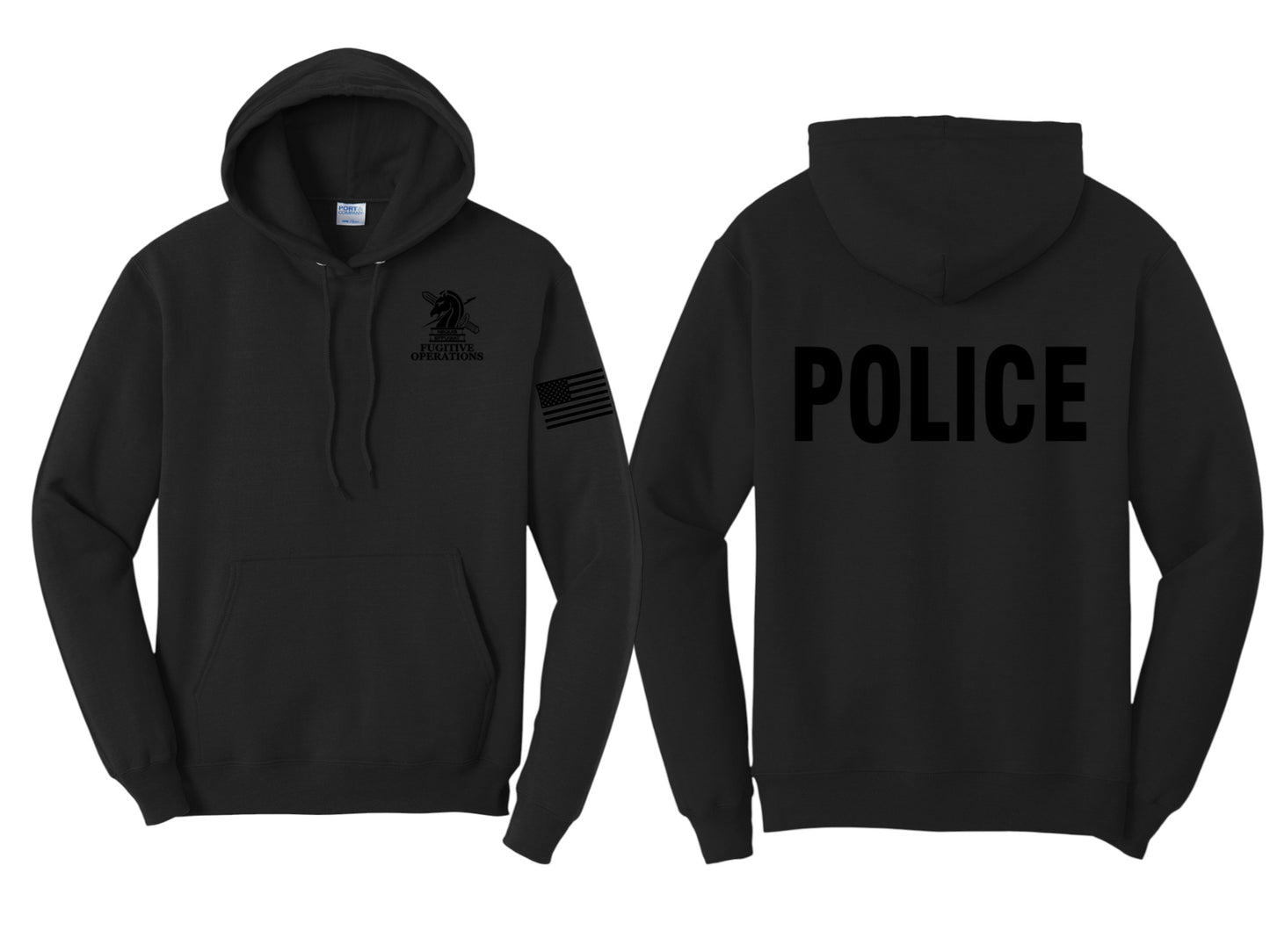 PRINTED ICE FUGITIVE OPS POLICE HOODED SWEATSHIRT 50/50 FLEECE PC78H