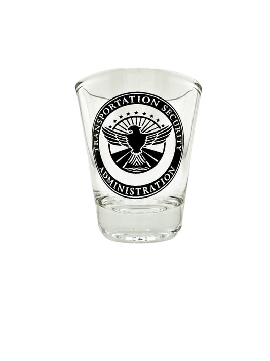 TSA INSIGNIA ROUND CLEAR SHOT GLASS (PRINTED)