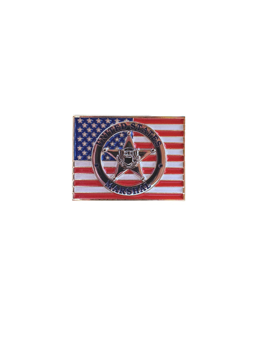 OVERSIZED USMS BADGE FLAG TIE PIN-GOLD/MULTI-1.25" X .75"