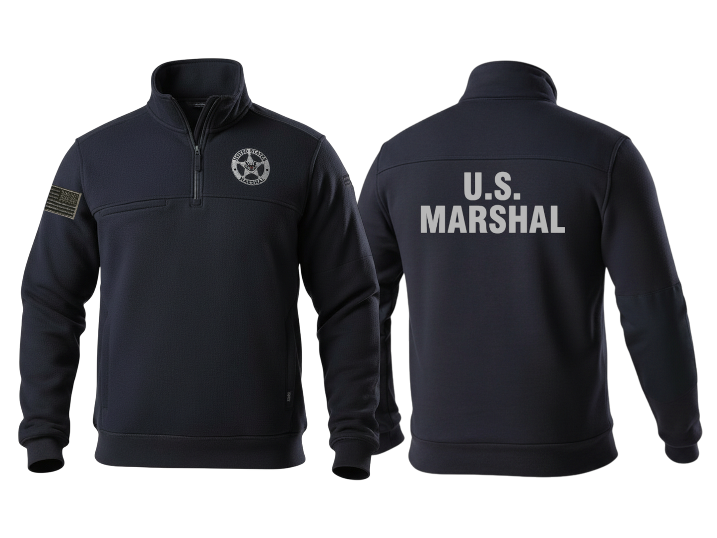 5.11 EMB USMS STAR REV FLAG GREY/BLACK JOB SHIRT 1/4 ZIP 2.0-72534