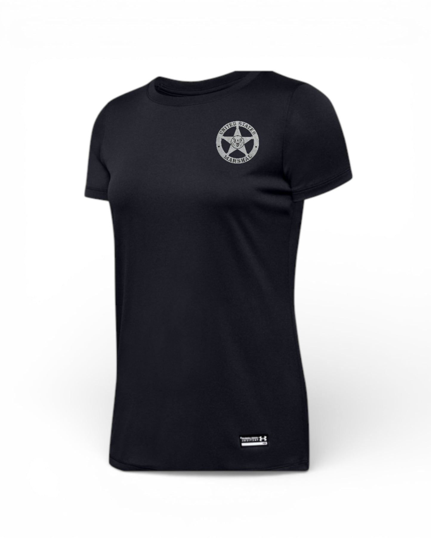 LADIES UNDER ARMOUR TACTICAL TECH T-SHIRT SHORT SLEEVE W/ USMS STAR SILVER- CLEARANCE