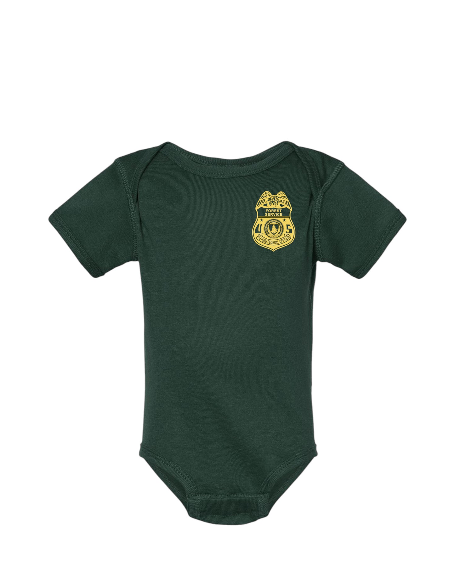 INFANT ONESIE WITH USFS FUTURE FEDERAL OFFICER BADGE