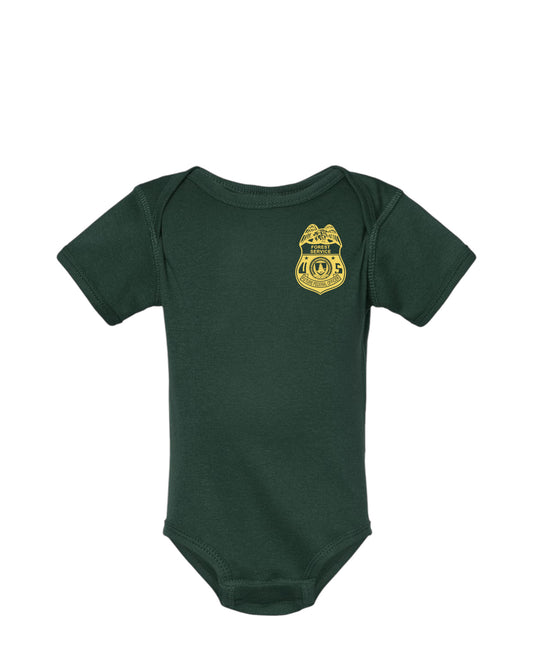INFANT ONESIE WITH USFS FUTURE FEDERAL OFFICER BADGE