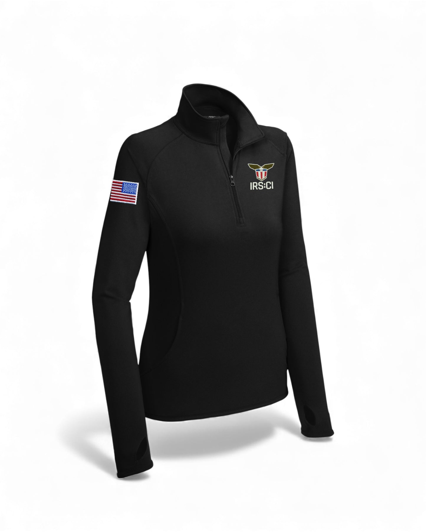 LADIE'S IRS CI S/A SEAL W/ REV MULTI FLAG 1/4 ZIP PULLOVER-LST850