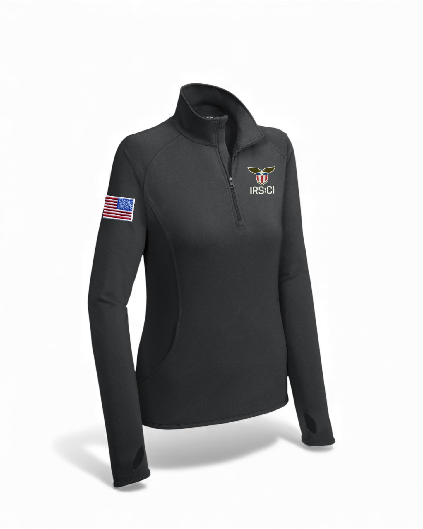 LADIE'S IRS CI S/A SEAL W/ REV MULTI FLAG 1/4 ZIP PULLOVER-LST850