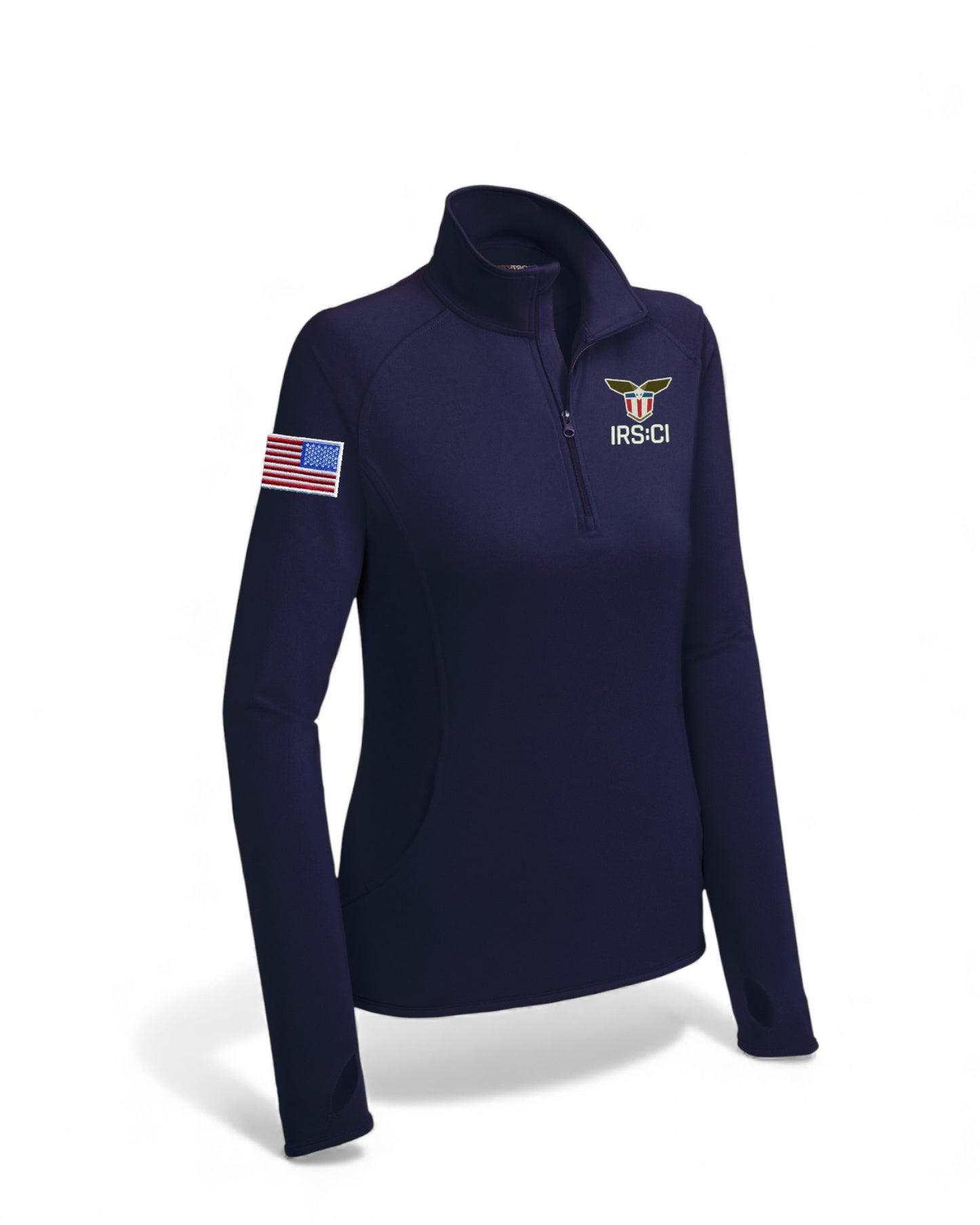LADIE'S IRS CI S/A SEAL W/ REV MULTI FLAG 1/4 ZIP PULLOVER-LST850