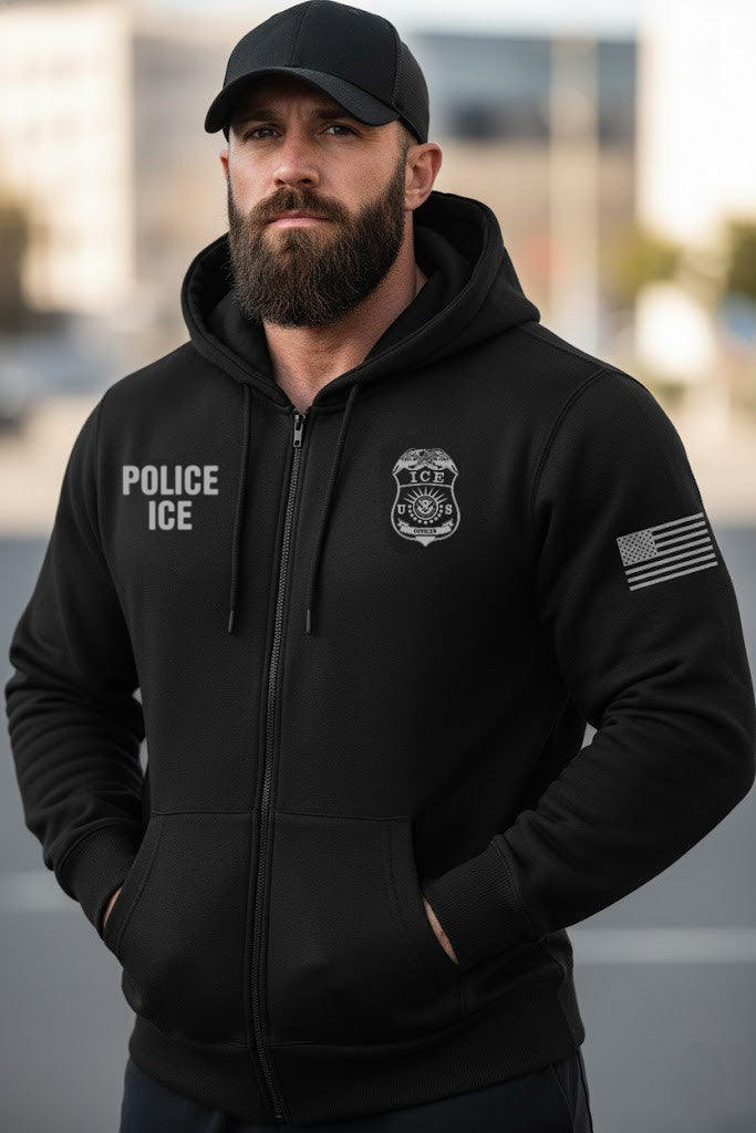 POLICE ICE FULL ZIP HOODED SWEATSHIRT-DT1103