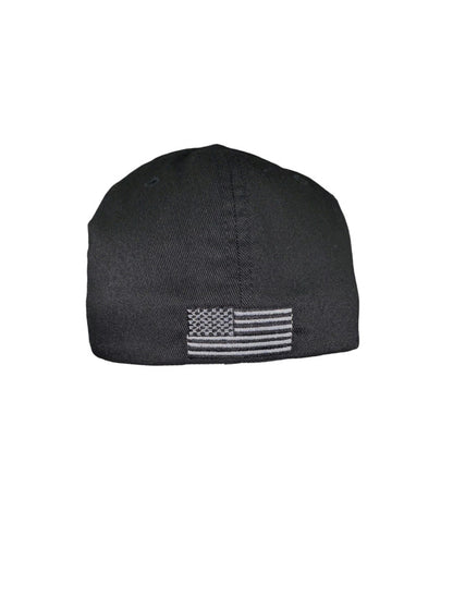 IRS CI GREY BADGE W/ FLAG BLACK FLEXFIT HAT