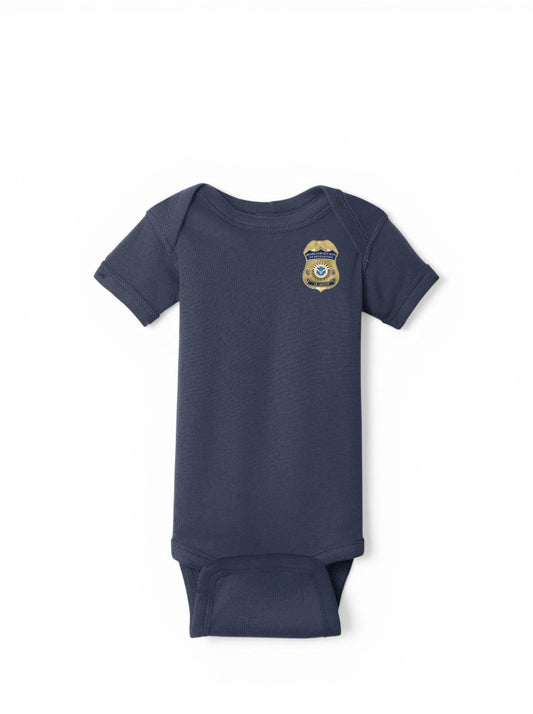 INFANT ONESIE WITH HSI JUNIOR AGENT BADGE