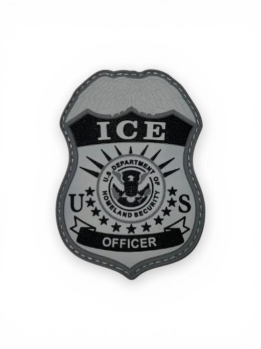 PVC ICE BADGE PATCH-GREY/BLACK 3.25"