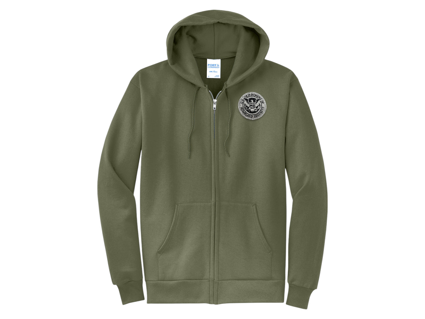 ZIPPERED HOODED SWEATSHIRT DHS SEAL EMBROIDERED