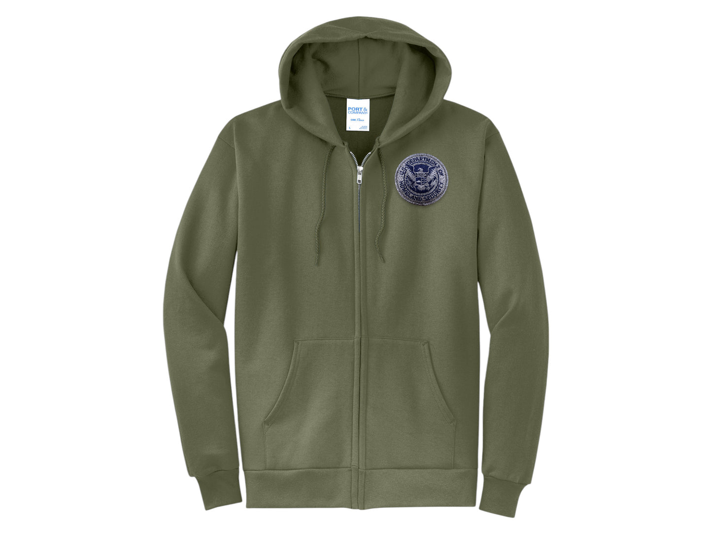 ZIPPERED HOODED SWEATSHIRT DHS SEAL EMBROIDERED