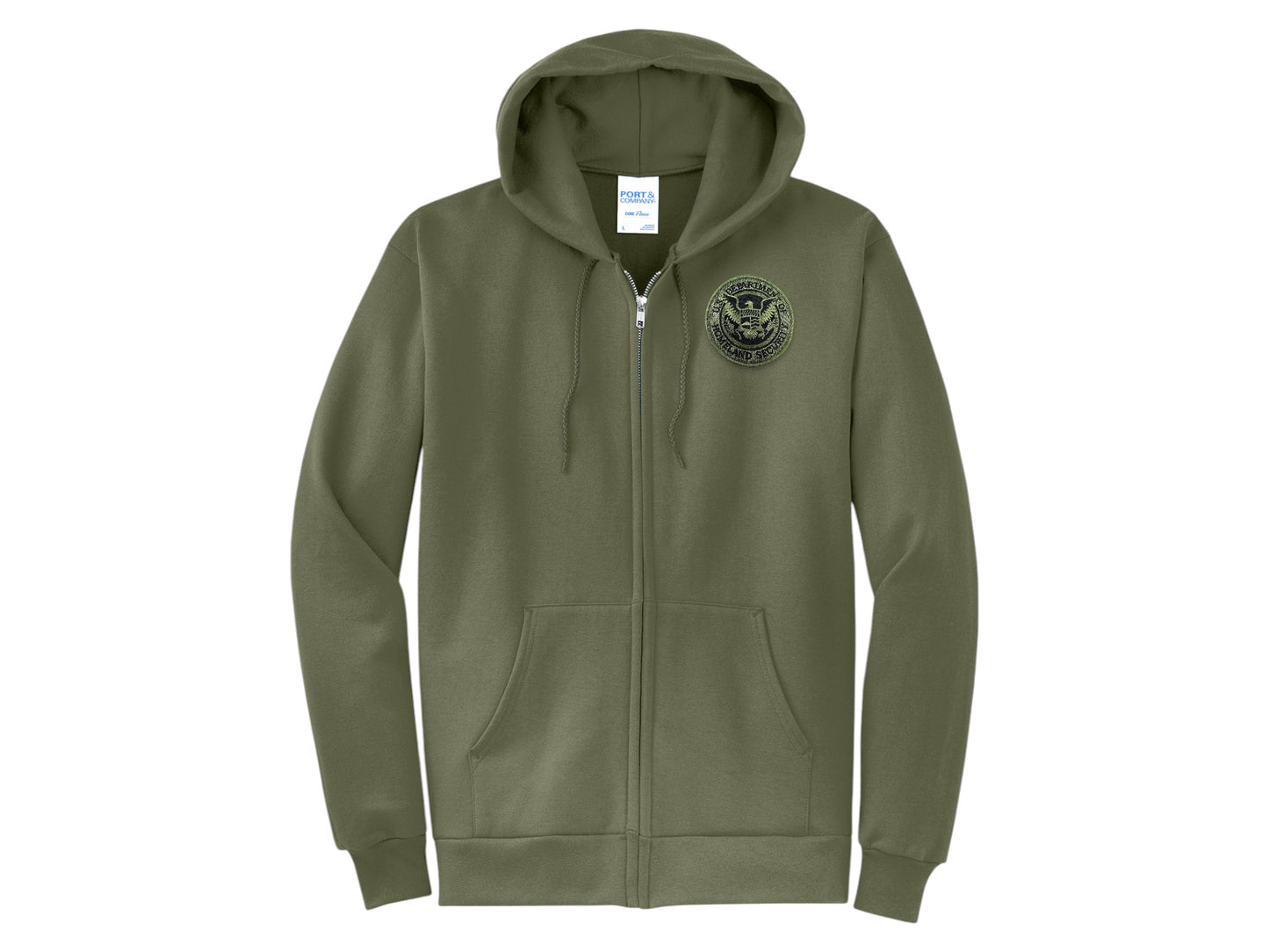 ZIPPERED HOODED SWEATSHIRT DHS SEAL EMBROIDERED