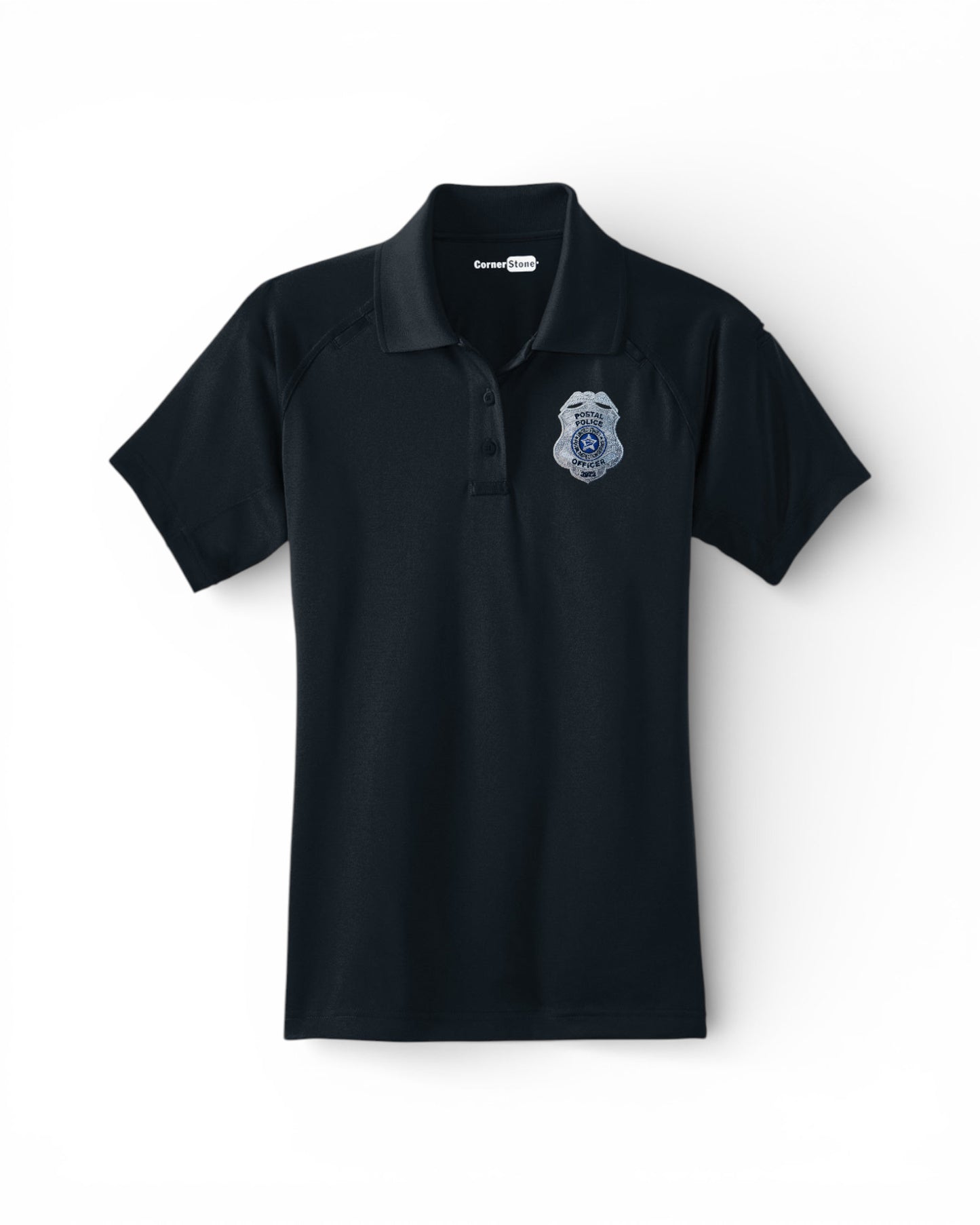 WOMEN'S POSTAL POLICE BADGE GREY CORNERSTONE TACTICAL POLO-CS411