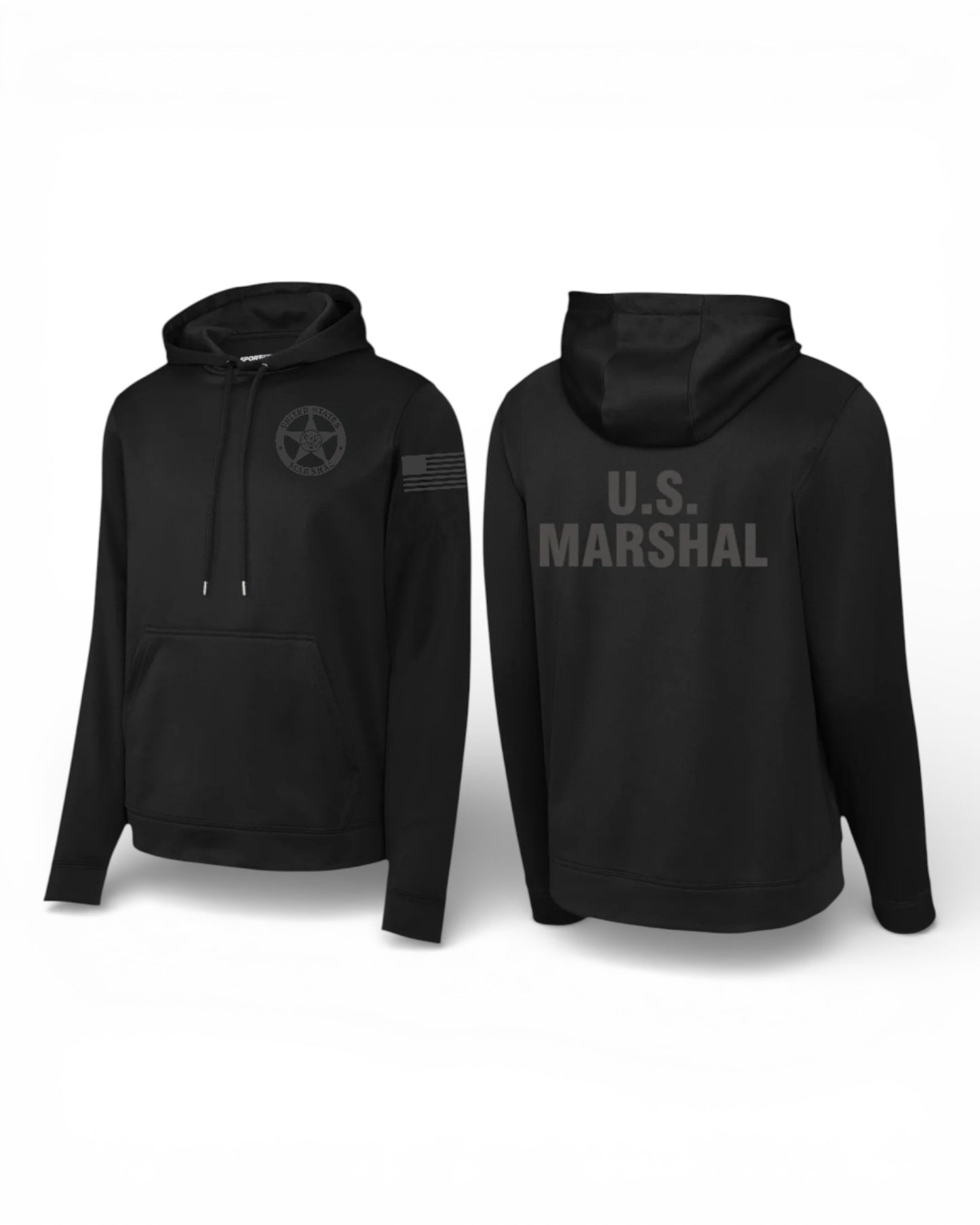 USMS WICKING HOODED PULLOVER-BLACK/BLACK INK-F244