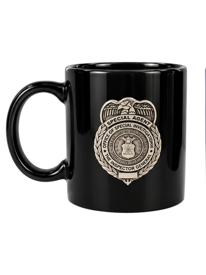 AF OSI COFFEE MUG WITH PEWTER BADGE