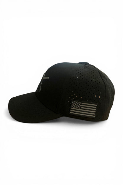 ICE FUG OPS PVC PATCH SCS BRAND PERFORATED MESH HAT GREY/BLACK PVC FLAG