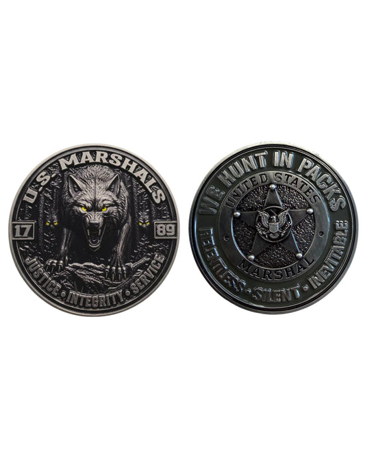 USMS WE HUNT IN PACKS CHALLENGE COIN
