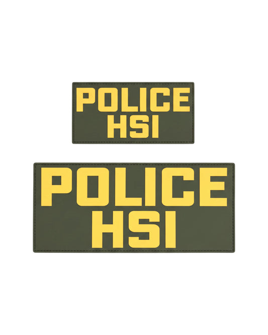 HSI POLICE PVC PATCH PANEL SET OD/GOLD NEW BOLD FONT