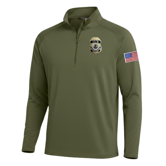 ST850 SPORT TEK 1/4 ZIP PULLOVER WITH ICE OFFICER BADGE GOLD AND FLAG LEFT SLEEVE-MULTI