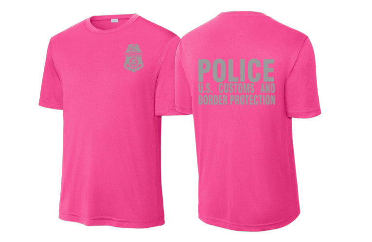 CBP OFFICER RAID WICKING T-SHIRT NEON PINK/GREY INK-ST350