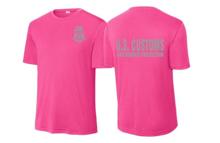 CBP OFFICER RAID WICKING T-SHIRT NEON PINK/GREY INK-ST350