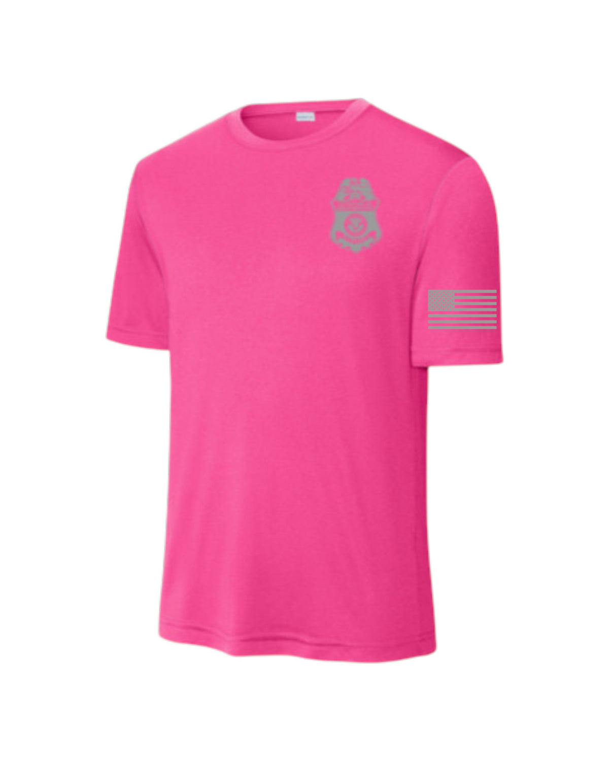 CBP OFFICER RAID WICKING T-SHIRT NEON PINK/GREY INK-ST350