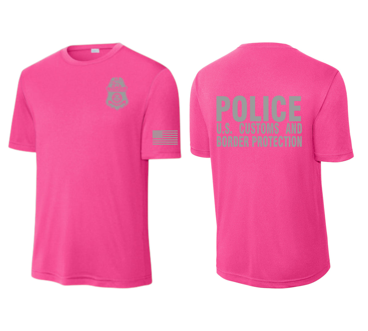 CBP OFFICER RAID WICKING T-SHIRT NEON PINK/GREY INK-ST350