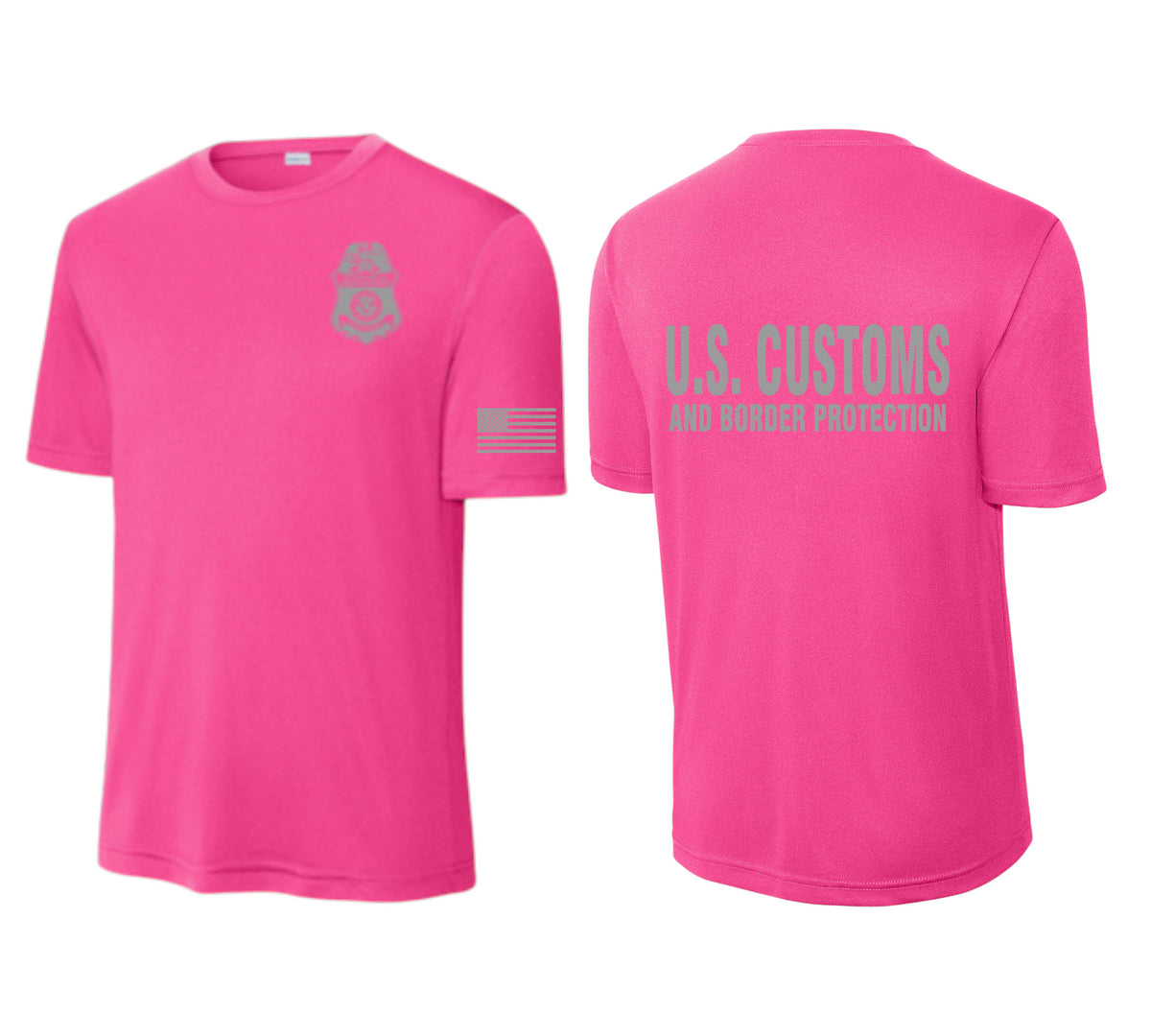 CBP OFFICER RAID WICKING T-SHIRT NEON PINK/GREY INK-ST350