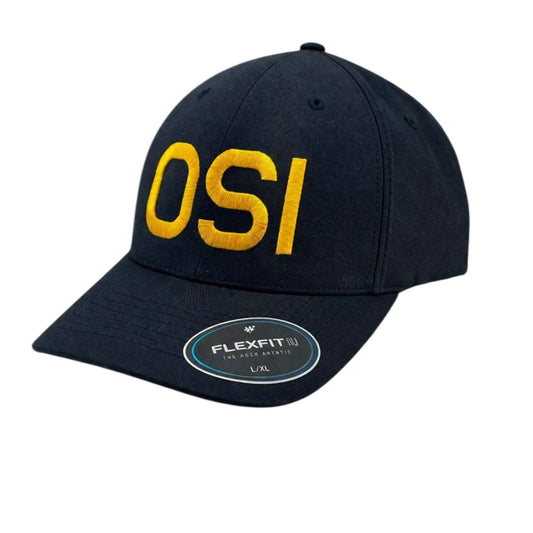 OSI EMBROIDERED GOLD LETTERS FLEXFIT HAT-NAVY