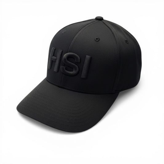 HSI BLACKOUT LETTERS ON BLACK FLEXFIT HAT