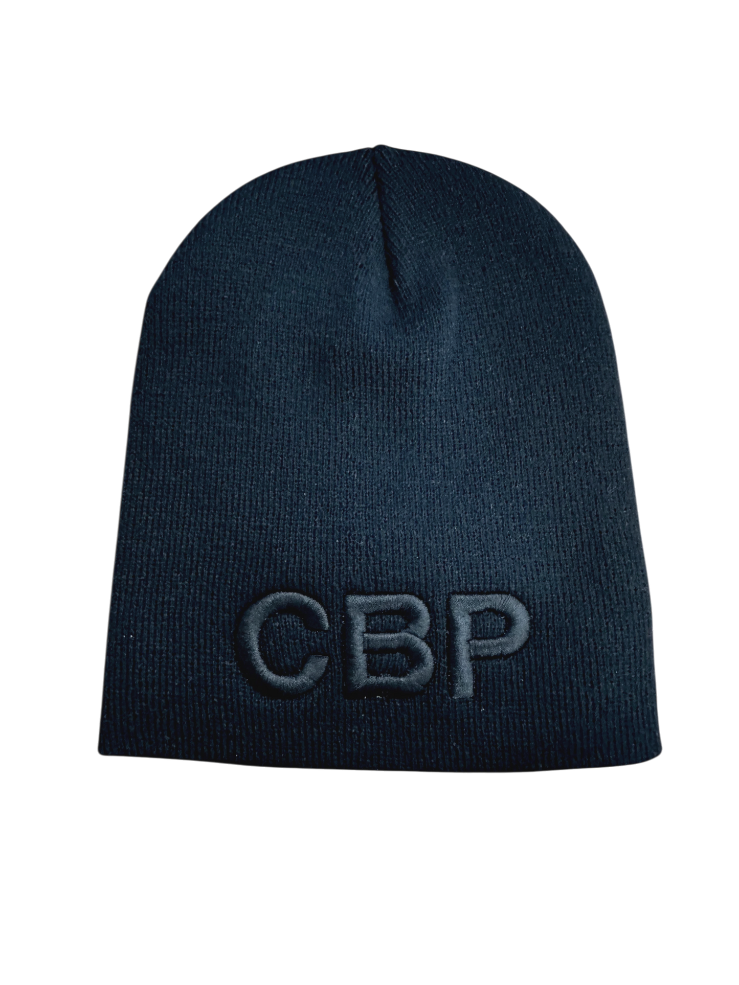 CBP EMBROIDERED "BLACKOUT" LETTERS KNIT BEANIE-BLACK